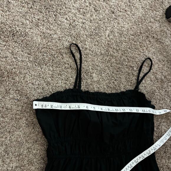 Dizzy Lizzy Black Milkmaid Midi Dress Smocked Poplin Ruffle Hem Cottagecore XL - Picture 10 of 13